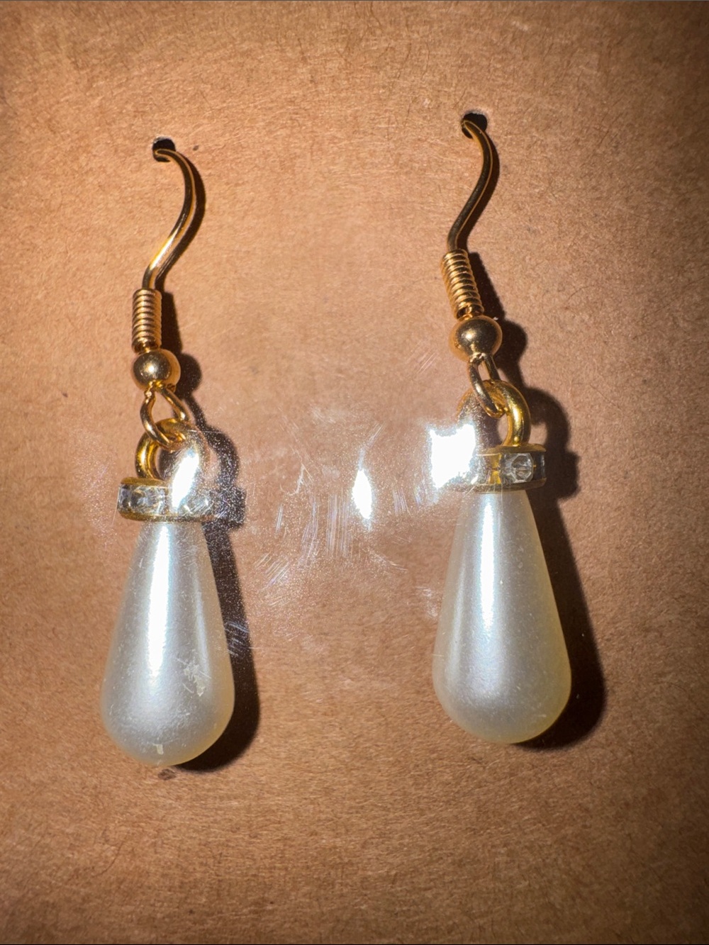 Pearl Teardrop Dangle Earrings with Gold Hooks